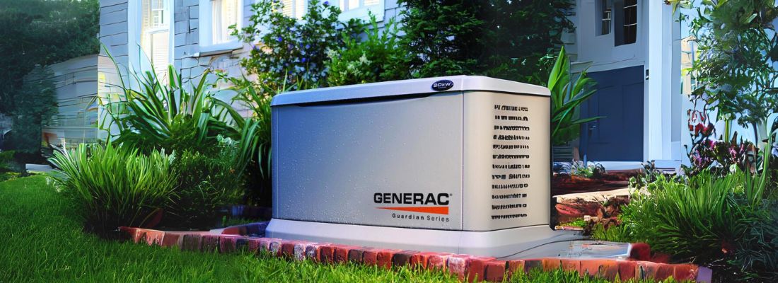 Generac home standby generator installed outside a residential property, providing dependable backup power and emergency energy protection.